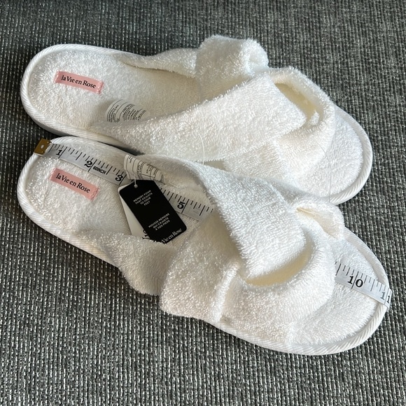 La Vie en Rose NEW Terry Spa Slides Memory Foam Size XL  Excellent Condition NWT - Picture 5 of 7